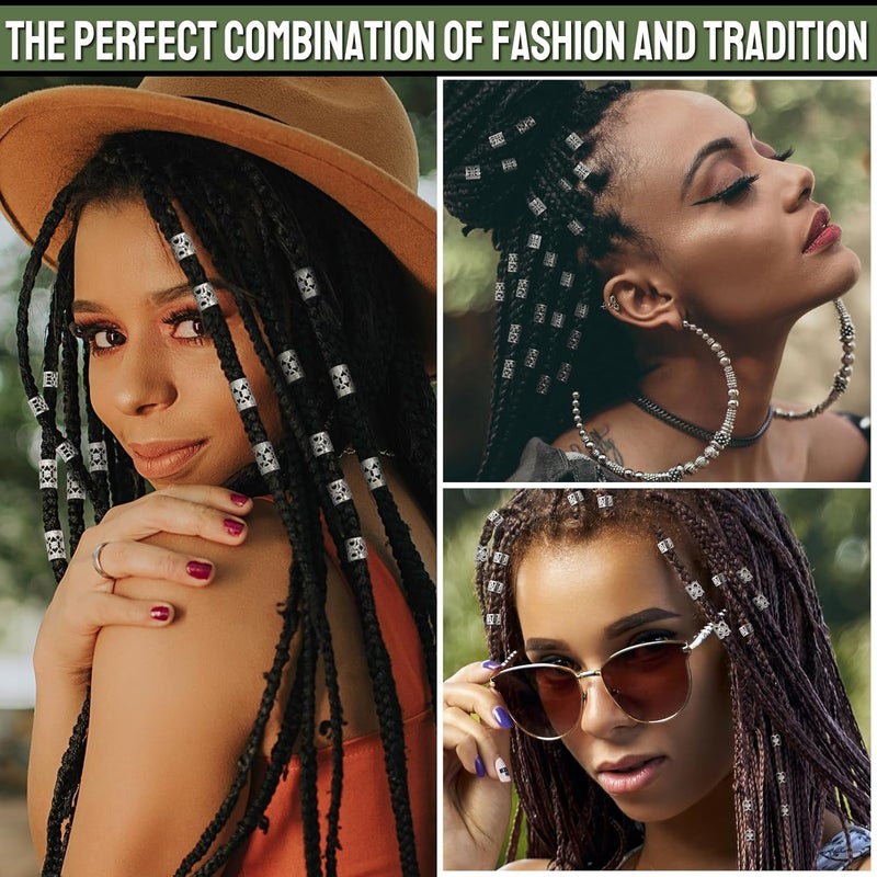 Fscwlmon 260 Pcs Hair Jewelry for Braids,Hair Beads Accessories for Dreadlock,Metal Hair Clips Cuffs Rings,Loc Rave Hair Charm Decorations Adjustable Kits for Men Women Silvery - Image 4